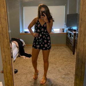 Forever 21 Black Floral Romper